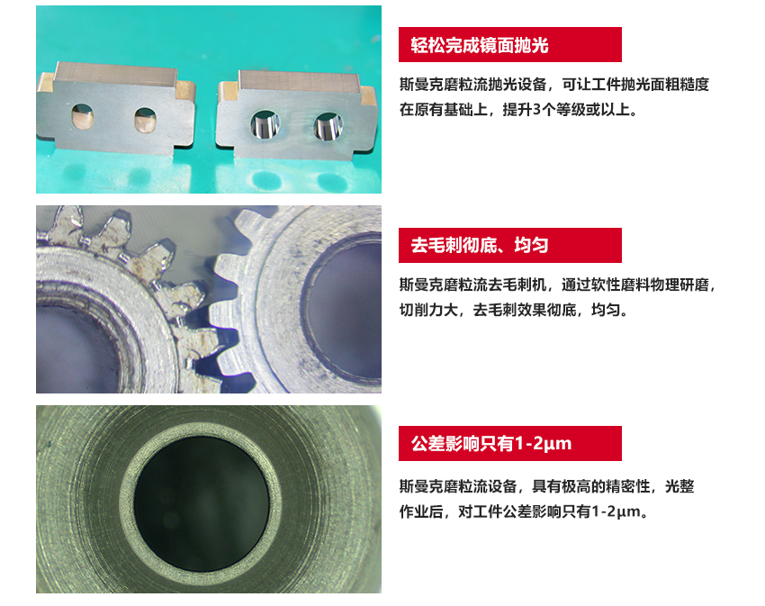 蘇州斯曼克磨粒流設(shè)備公司是專業(yè)生產(chǎn)<a href='http://xingqiuwz.cn' target='_blank'><u>流體拋光機(jī)</u></a>設(shè)備廠家,主要拋光機(jī)器型號有:<a href='http://xingqiuwz.cn' target='_blank'><u>流體拋光機(jī)</u></a>,<a href='http://xingqiuwz.cn' target='_blank'><u>微孔拋光機(jī)</u></a>,磨粒流拋光機(jī),自動拋光機(jī)廣泛應(yīng)用于擠型模具拋光,鎢鋼模具,精沖模具拋光,噴絲板,管件<a href='http://xingqiuwz.cn' target='_blank'><u>內(nèi)孔拋光</u></a>,渦輪殼內(nèi)腔,熱流道拋光,沖頭,細(xì)長管內(nèi)壁拋光.